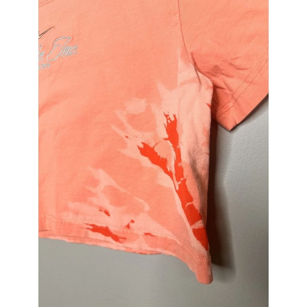 The nike tee crop top size XS t‎ shirt Peach short sleeve logo The Dye RARE